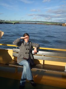 woman on boat on Rhine River