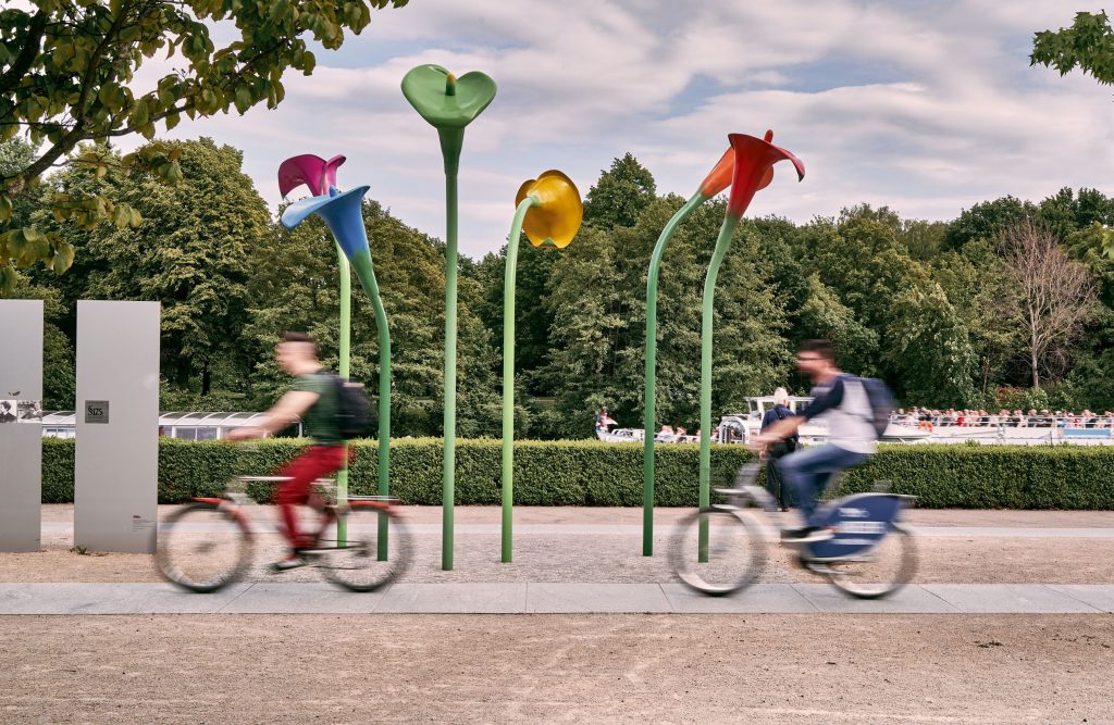 two people biking in Berlin